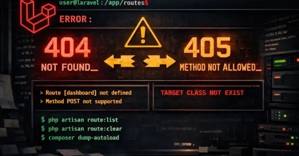 Laravel Route Not Working? Fix 404 & Method Not Allowed Errors (Step-by-Step Guide) – Featured image