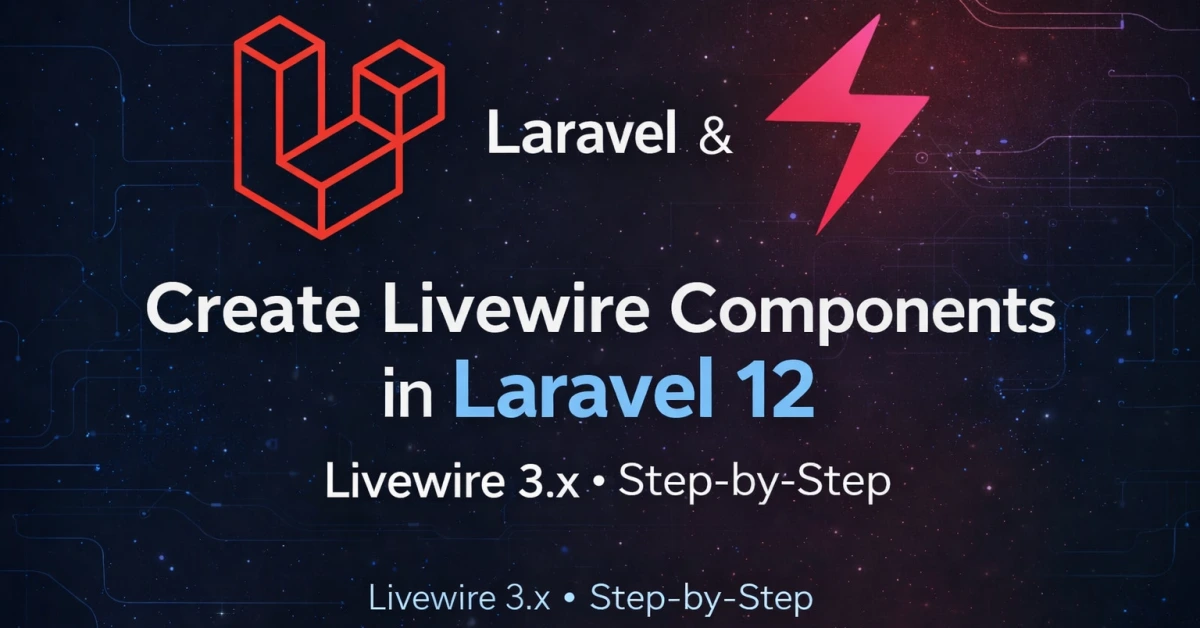 How to Create a Livewire Component in Laravel 12 (Step-by-Step Guide) – cover image